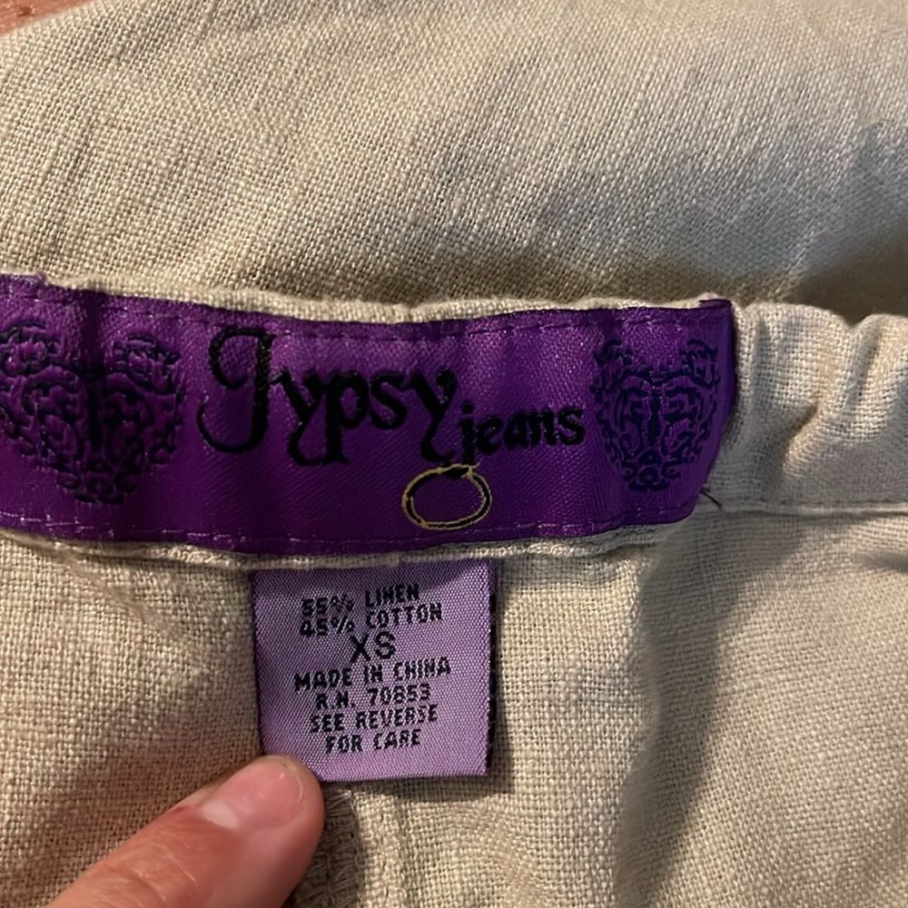 Y2K Linen Blend Cargo Long Skirt w slits - draw string waist sz XS - Picture 5 of 5